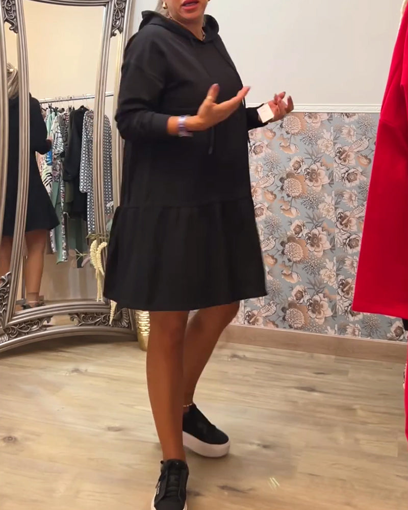 Robe à capuche décontractée de couleur unie