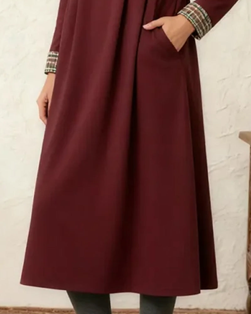 Robe À Carreaux Patchwork Coupe Ample