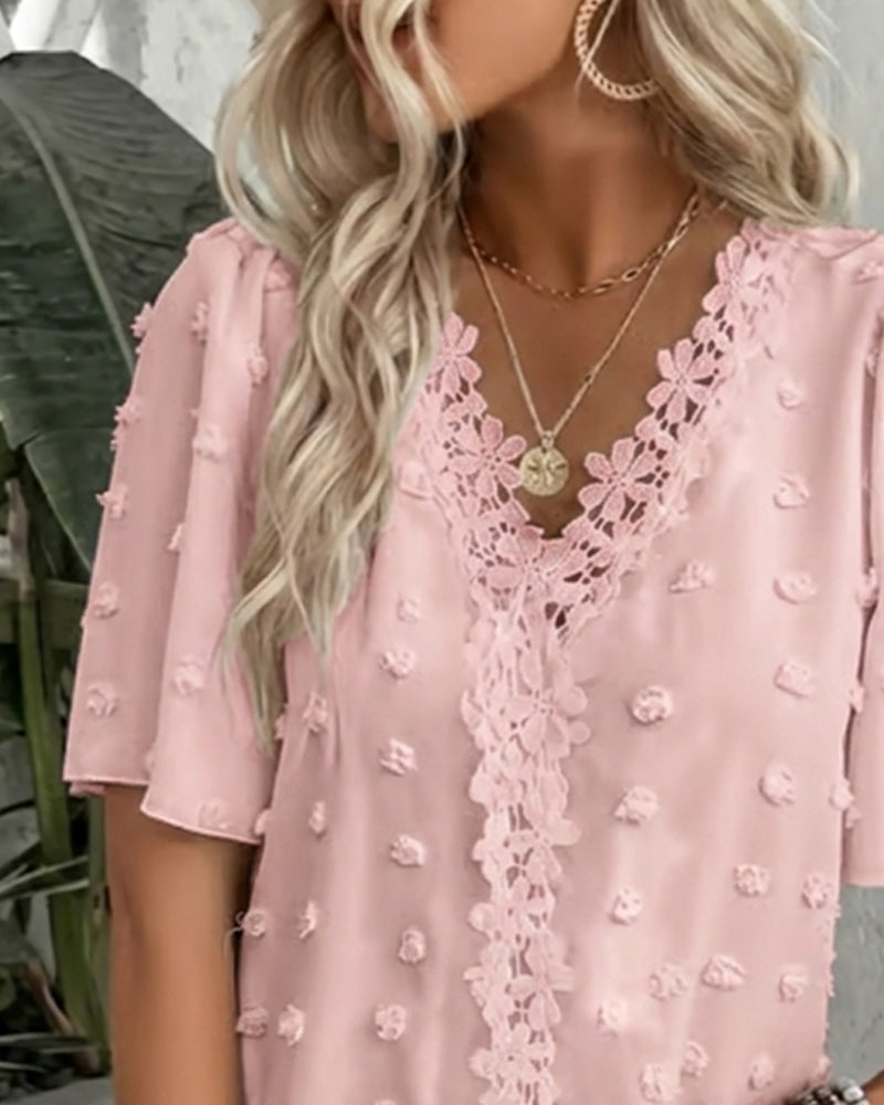 Blouse Jacquard Assemblée Manche Volant