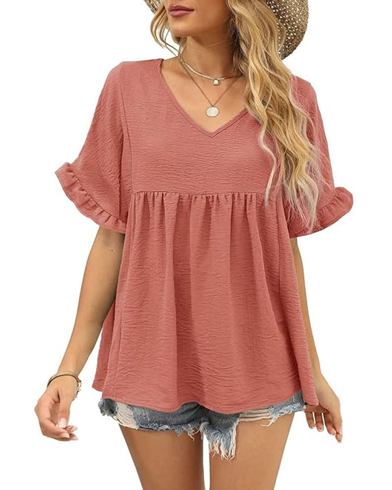 Blouse Décontractée Volant Coupe Loose