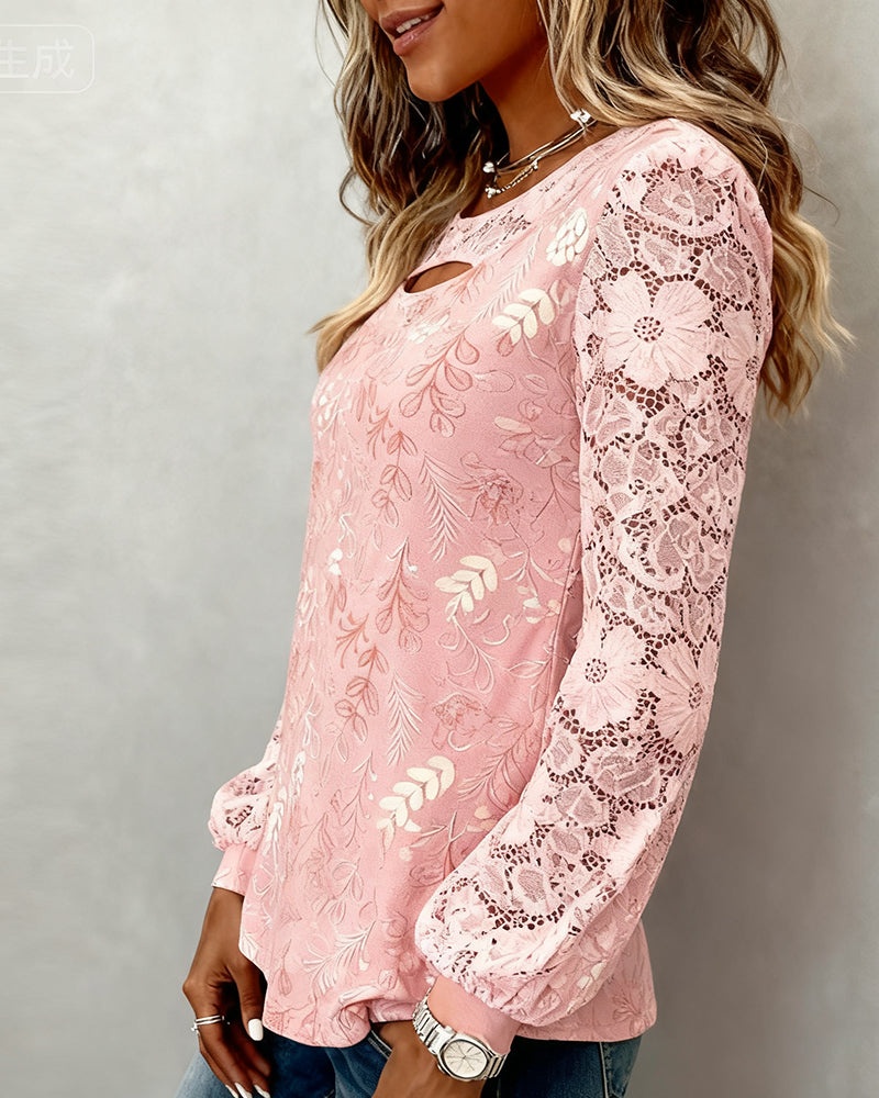 Blouse Tendance À Jours Et Détails Patchwork