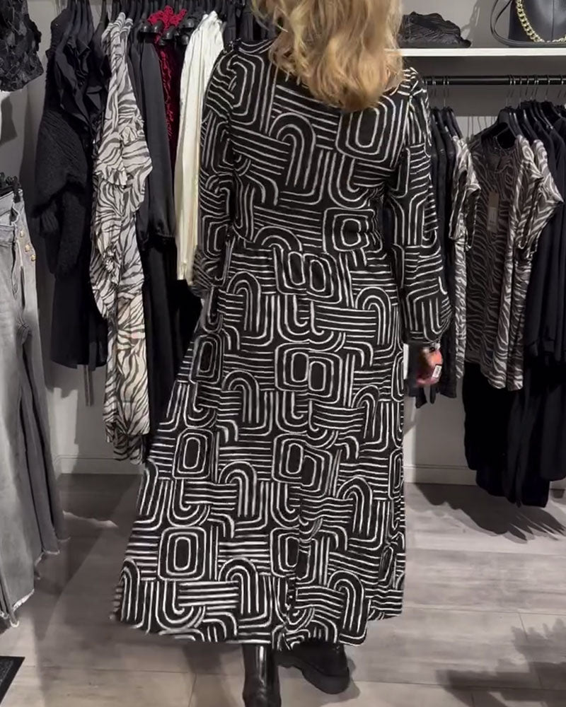 Robe Avec Design De Col Lapel Et Caractéristiques Imprimées Fashionables