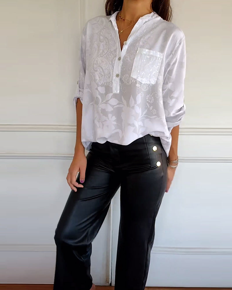 Haut élégant de couleur unie avec poche boutonnée