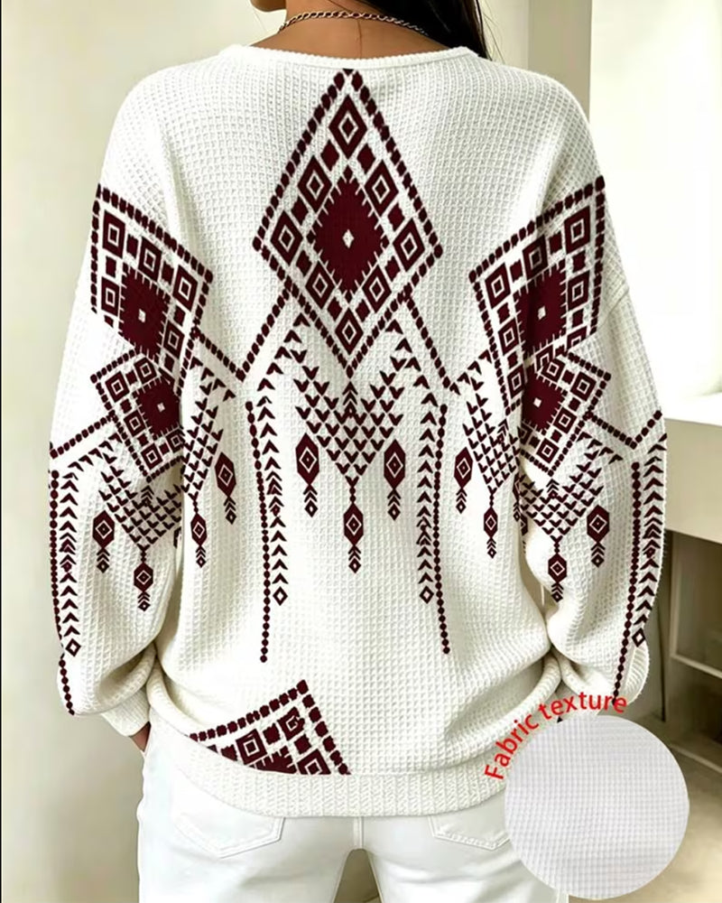 Sweatshirt Bohème Imprimé Décontracté