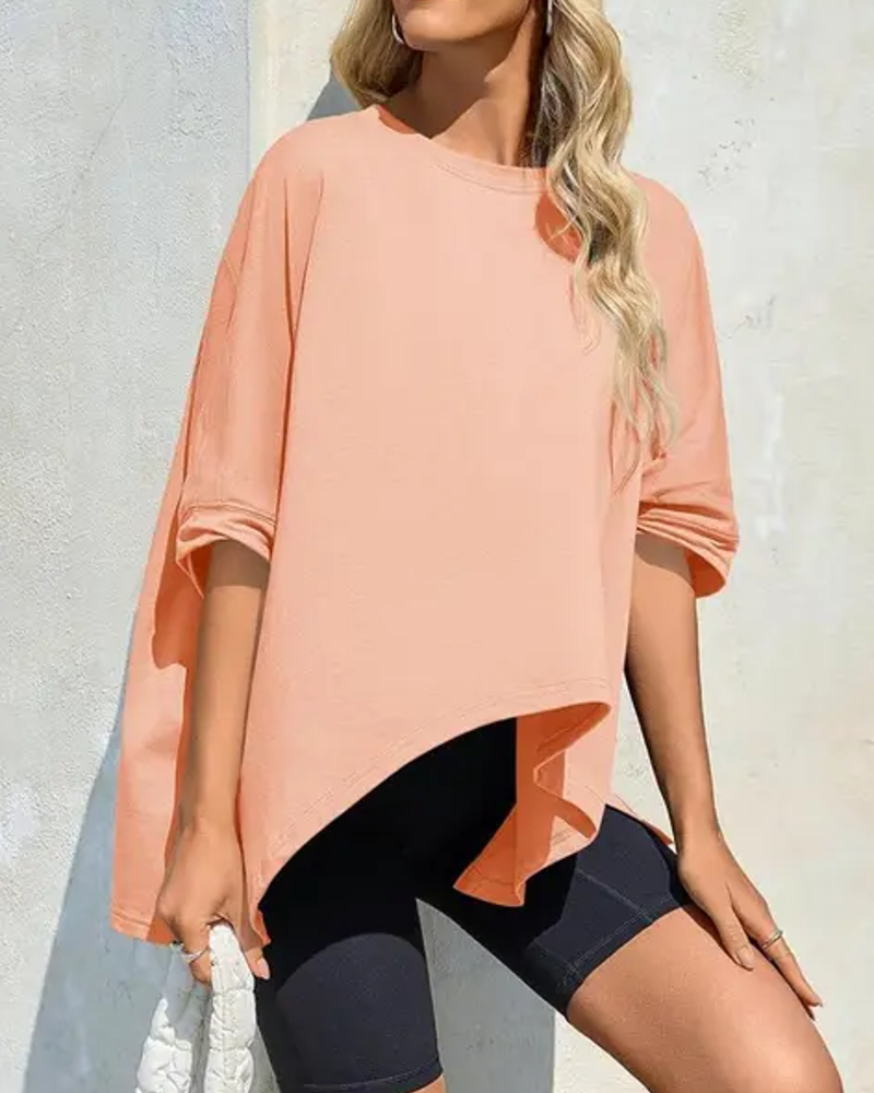 T-Shirt Coupe Loose Quotidien Manche Chauve-Souris