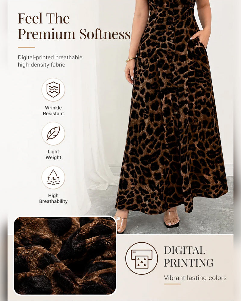 Robe Décontractée Imprimé Léopard Maxi