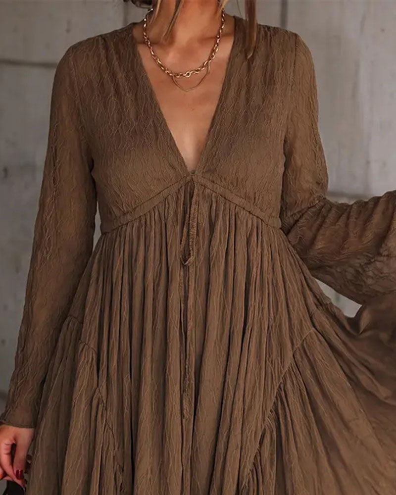 Robe Texturée Col En V Courte