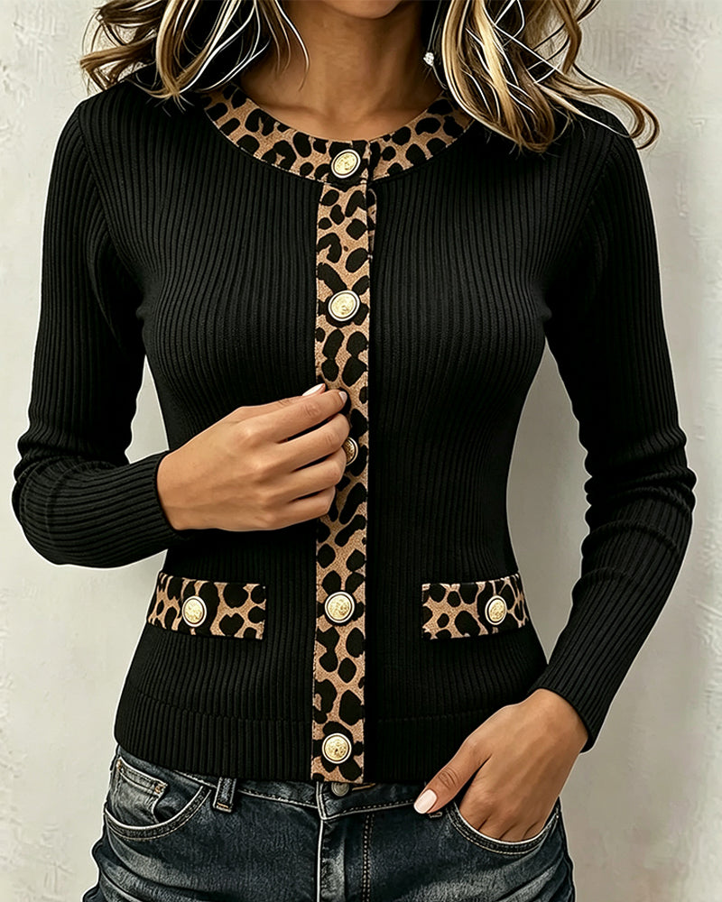 Haut Léopard Patchwork Mode