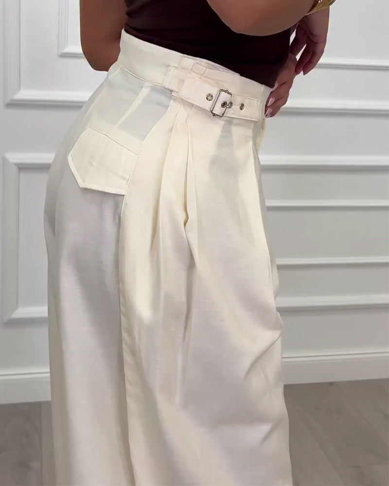 Pantalons Unis Boutonnés Jogger