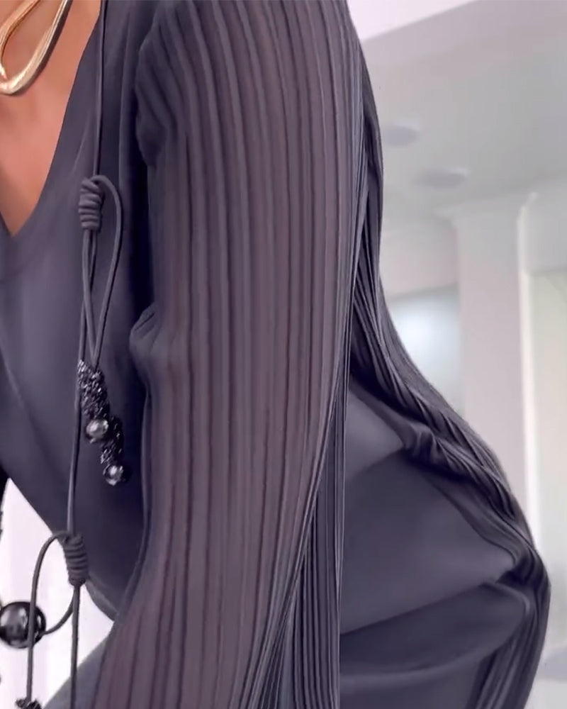 Robe décontractée fendue de couleur unie