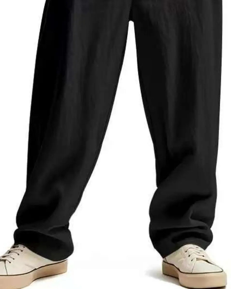 Pantalon Décontracté Uni Jambe Droite