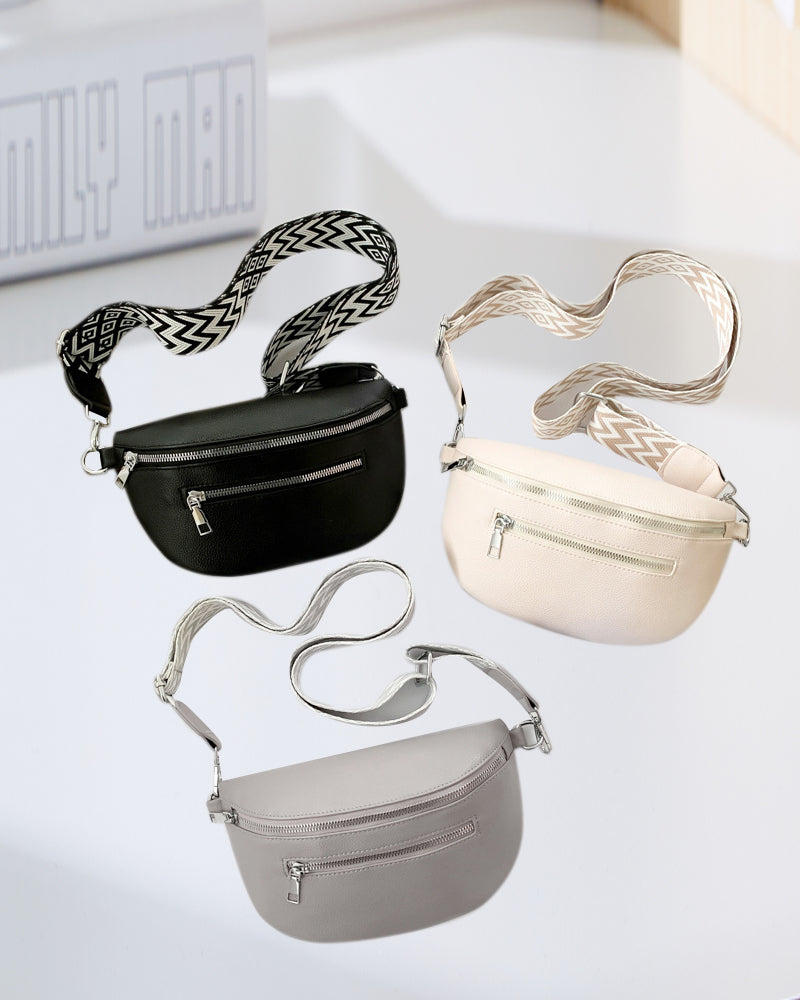 Sac bandoulière zippé avec bretelles contrastées