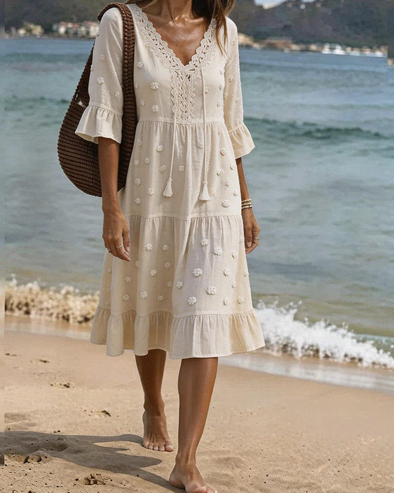 Robe Volant Col V Attacher