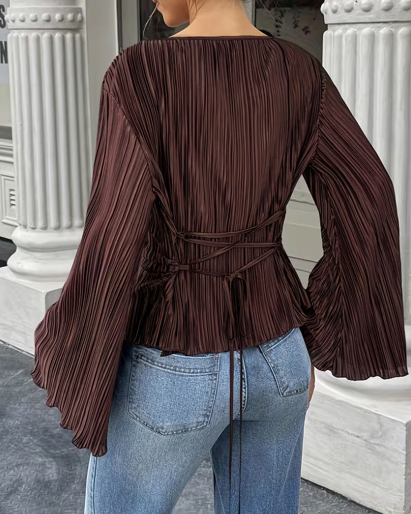 Blouse Uni Manches Évasées