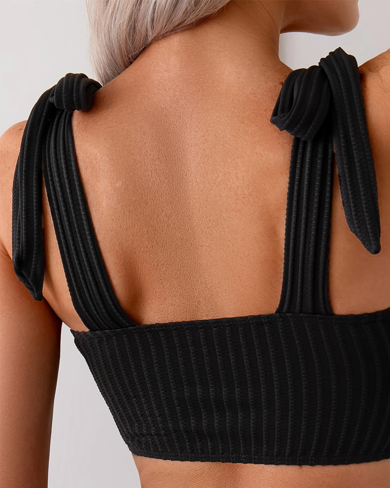 Bikini Bretelles À Nouer Couleur Unie Triangle