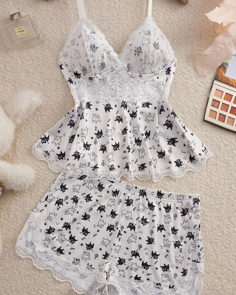 Ensemble Dentelle Patchwork Sexy Pyjama