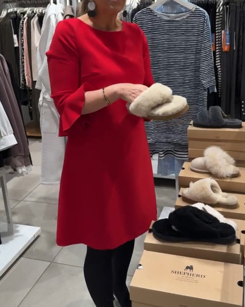 Robe de couleur unie à manches cloche