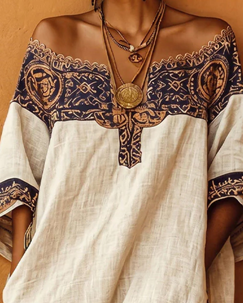 Robe Une Épaule À La Mode Imprimé Longue