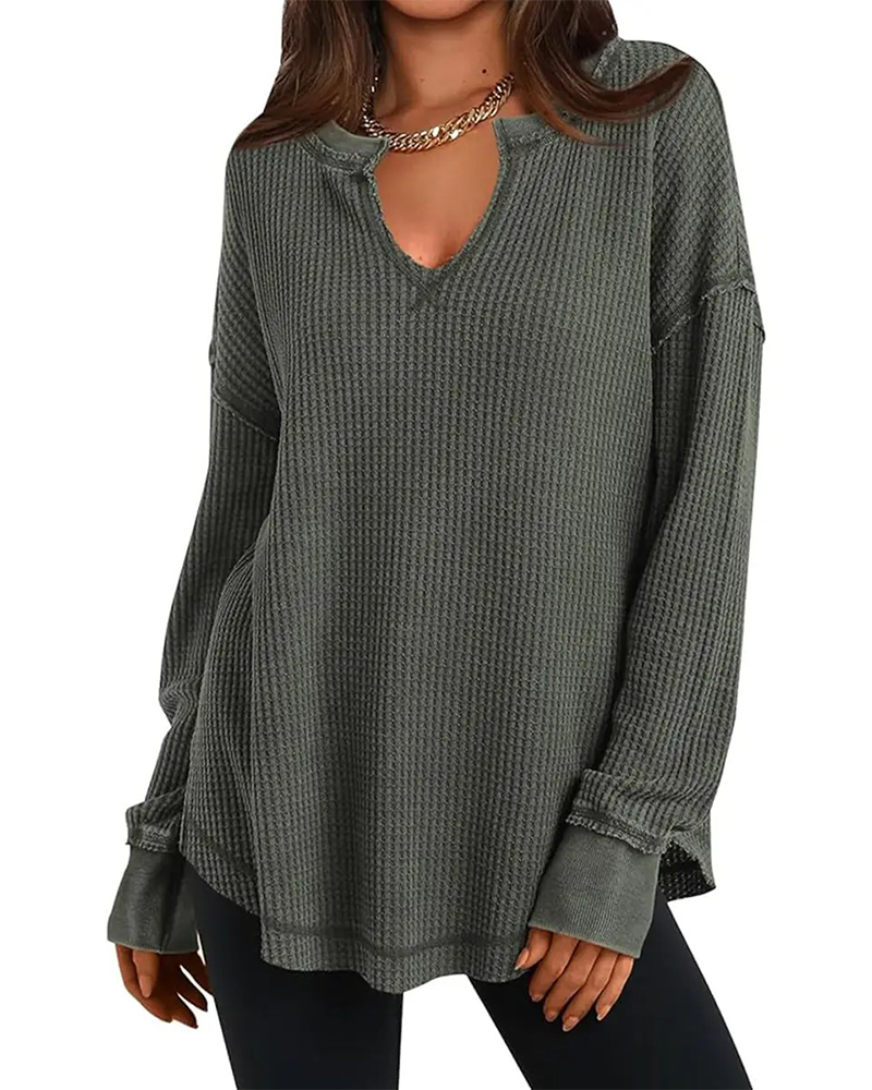 Haut Gaufre Henley Manche Longue