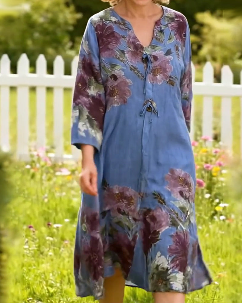 Robe Col V À La Mode Décontracté Floral