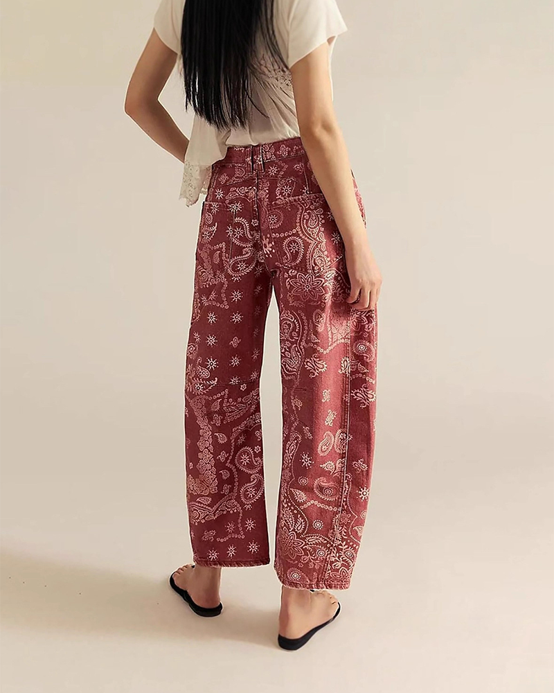 Jean Coupe Loose Imprimé Taille Moyenne