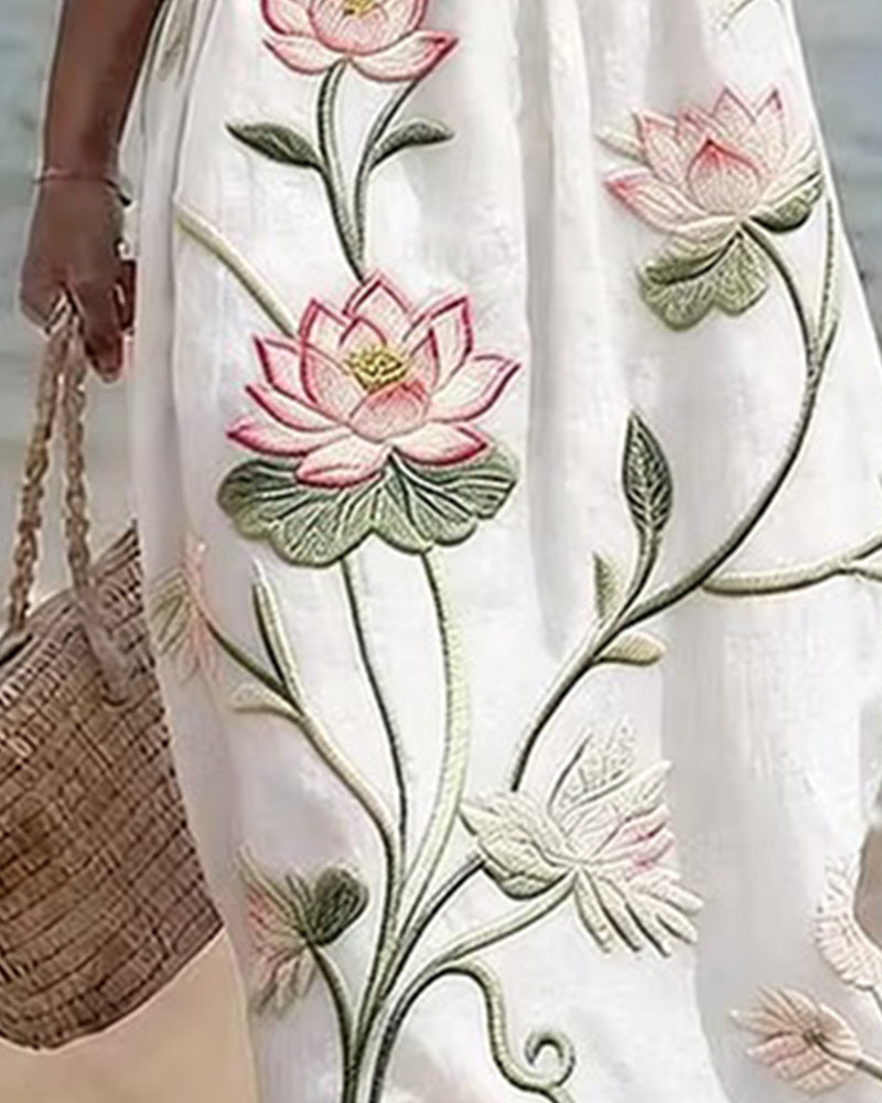 Robe Florale Col Rond