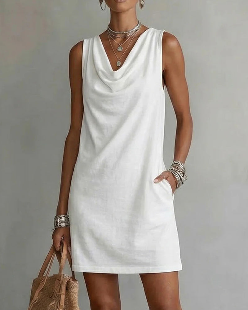 Robe Sans Manches Col Roulé