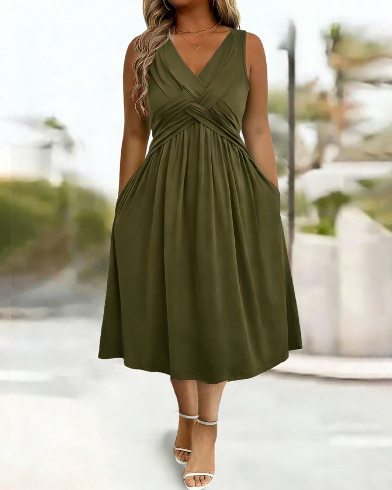 Robe Unie Poche Twist Débardeur
