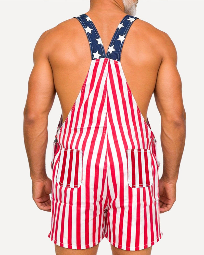 Combinaison Hommes Imprimé Drapeau Bretelles Short
