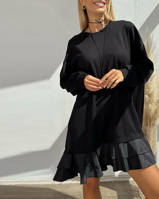 Robe ample de couleur unie avec patchwork