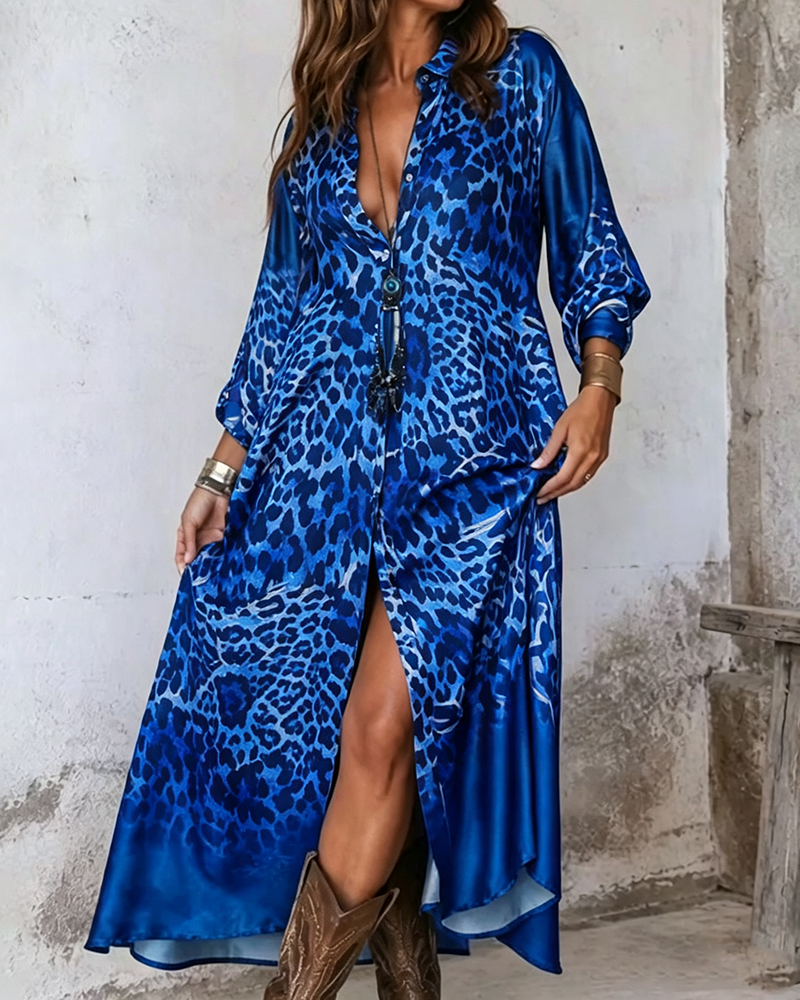 Robe Élégante Léopard Jupe Ample