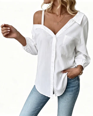 Chemise Décontractée Uni Une Épaule