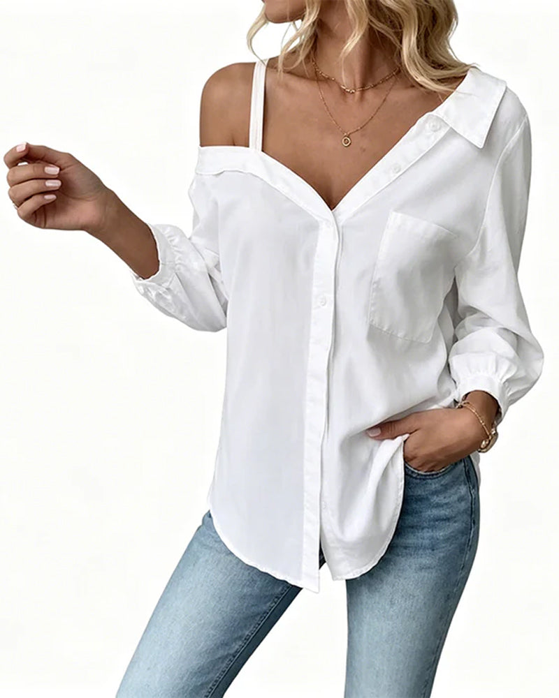 Chemise Décontractée Uni Une Épaule