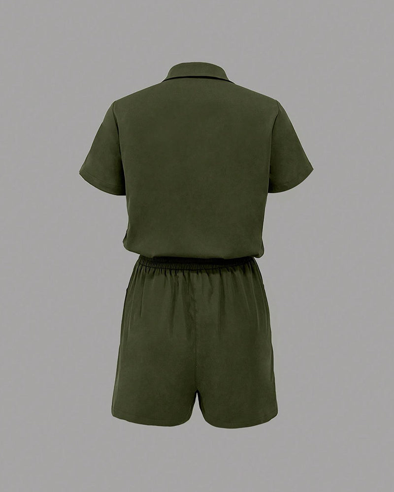 Combinaison Poche Bouton Taille Élastique