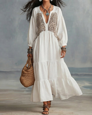Blouse À Imprimé Léopard Manches Longues