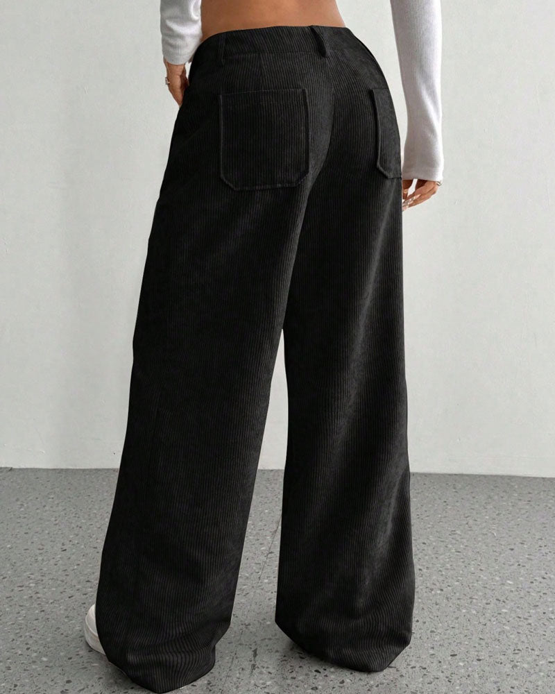 Pantalon Devant Dos Poche Unie Jambe Droite Long