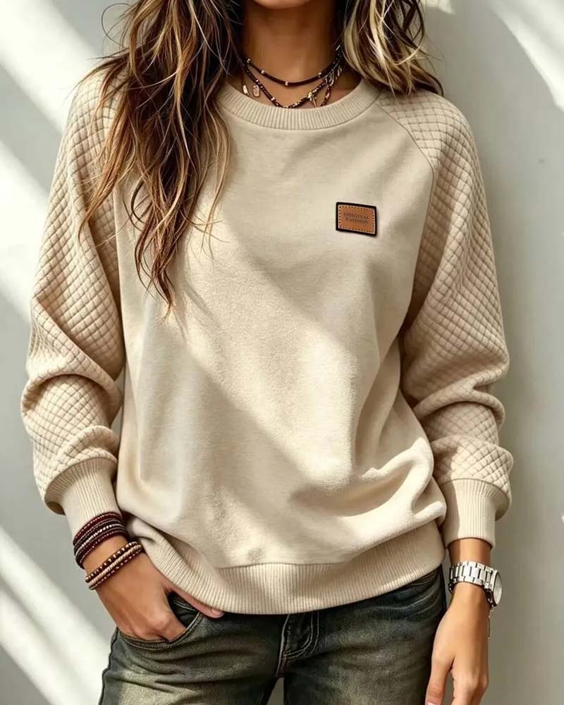 Sweatshirt Col Rond Argyle Manche Raglan Pullover