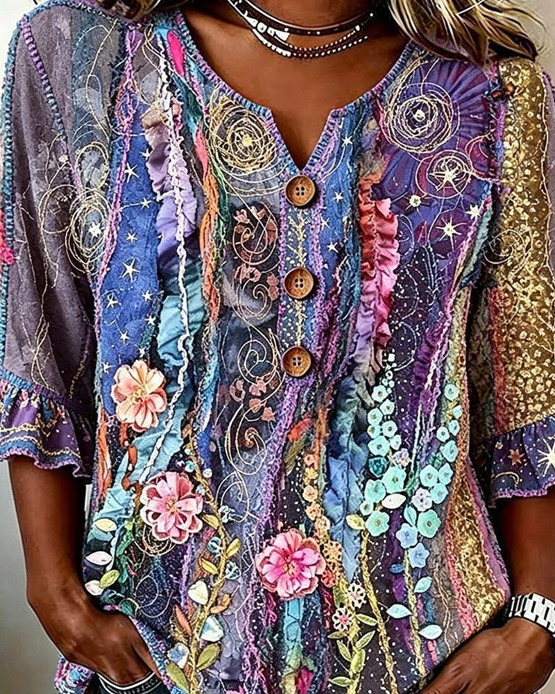 Blouse Rétro Style Ethnique