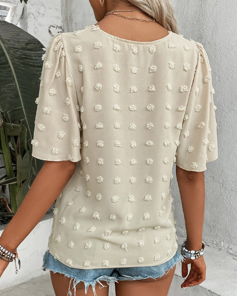 Blouse Jacquard Assemblée Manche Volant