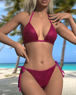 Bikini Sexy Pailleté À Lacets