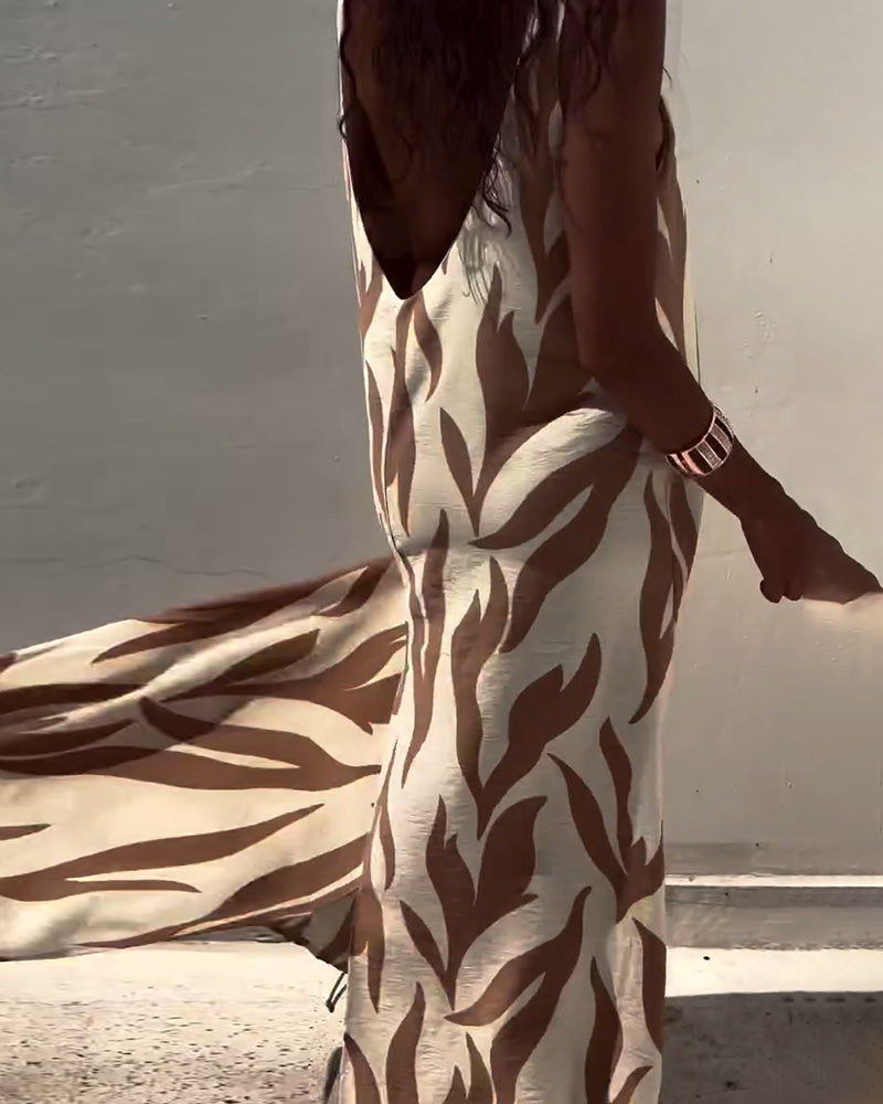 Robe Sans Manches Dos Nu Imprimée