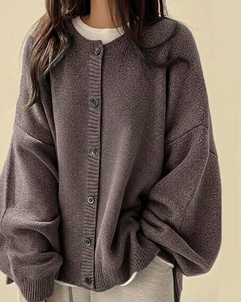 Cardigan Col Rond Boutonné Pull