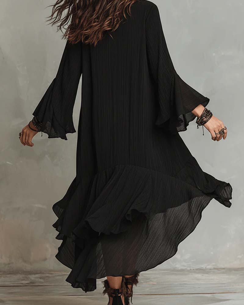Robe Col Rond Irrégulier Volant