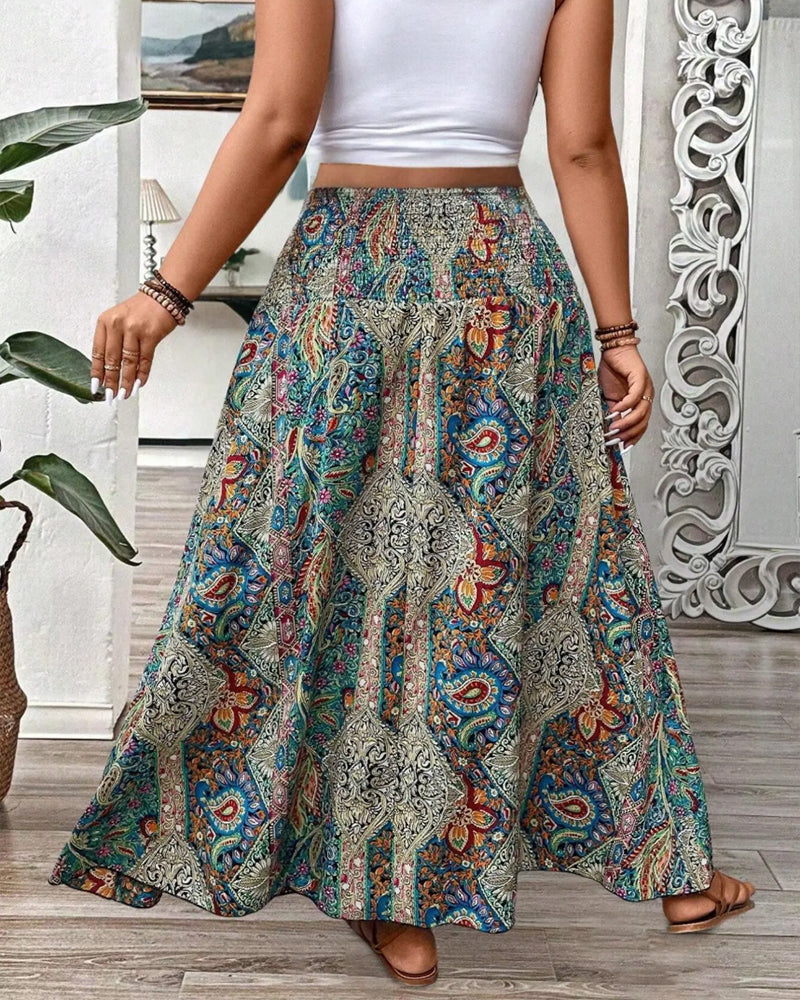 Jupe Décontractée Taille Haute Imprimée