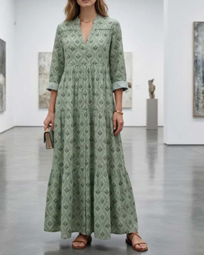 Robe Vintage Col En V Fleurie