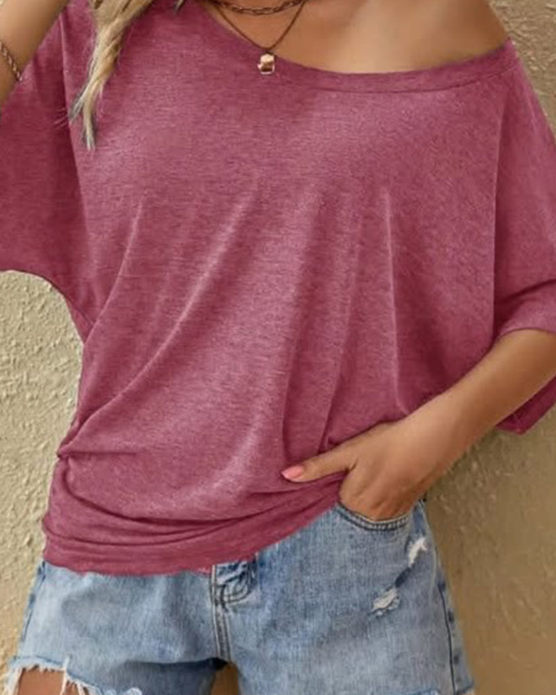 T-Shirt Uni Loose Manche Chauve-Souris