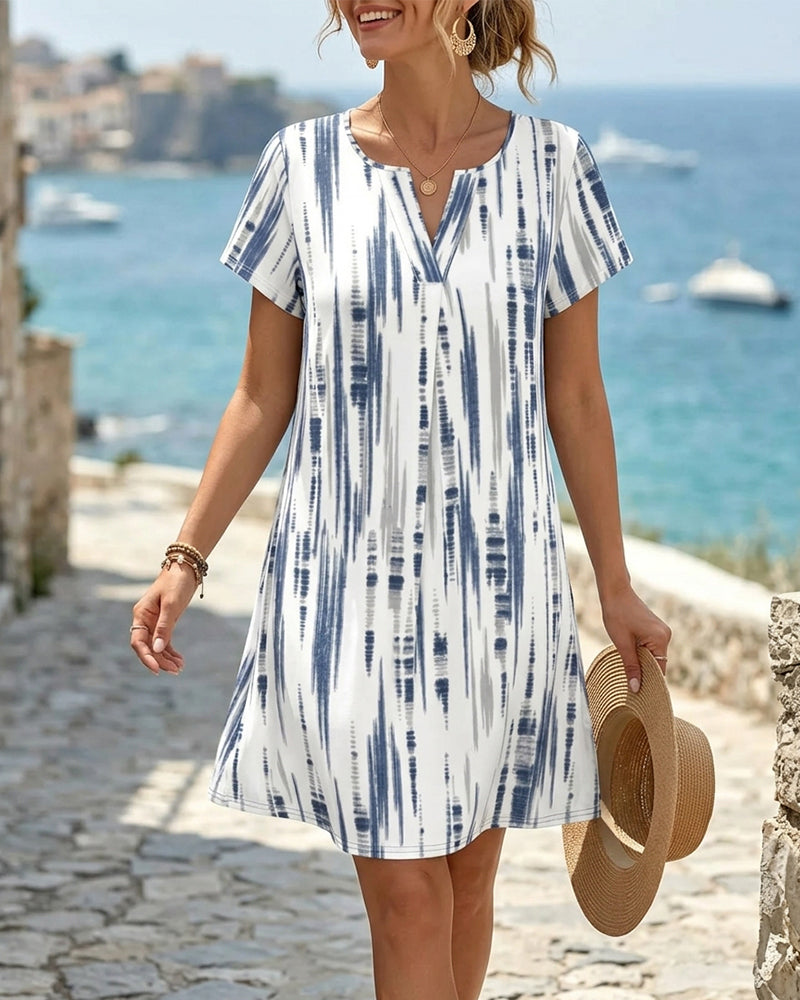Robe Décontractée Rayée Col-V