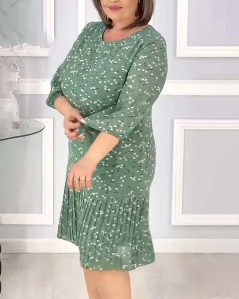 Robe imprimée plissée élégante patchwork