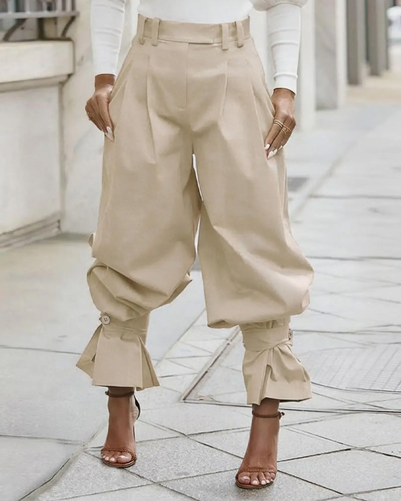 Pantalon Design Poignet Plissé Décontracté