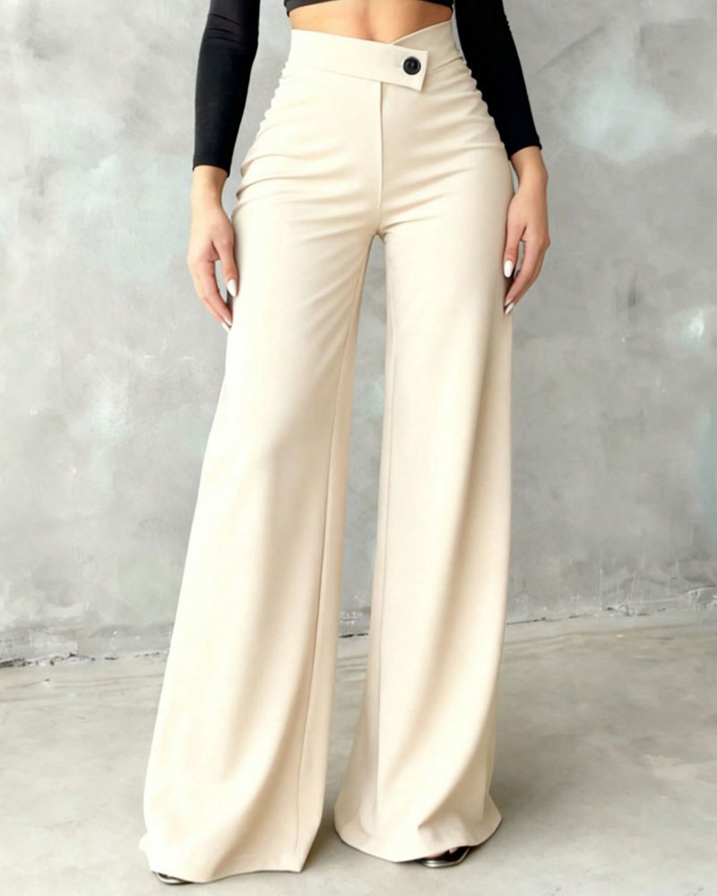 Pantalon De Costume Taille Haute Drapé
